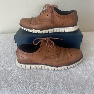 Cole Haan Men’s Zeroground Wingtip Leather Oxfords in British Tan Size 9.5M